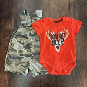 Carhartt Camouflage Overall Shorts & Onesie Set | Size 12m